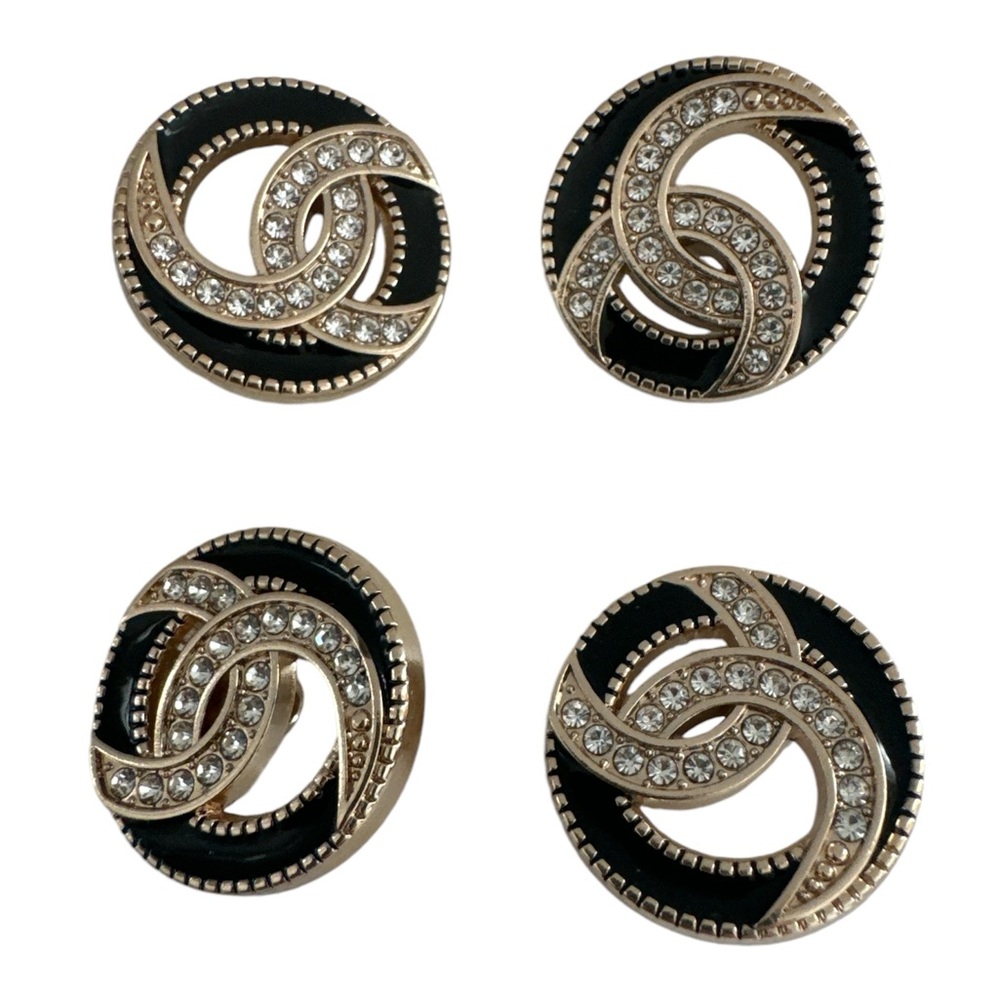 New 4Pcs Button Sewing Supplies Metal Round Black Rhinestone Buttons